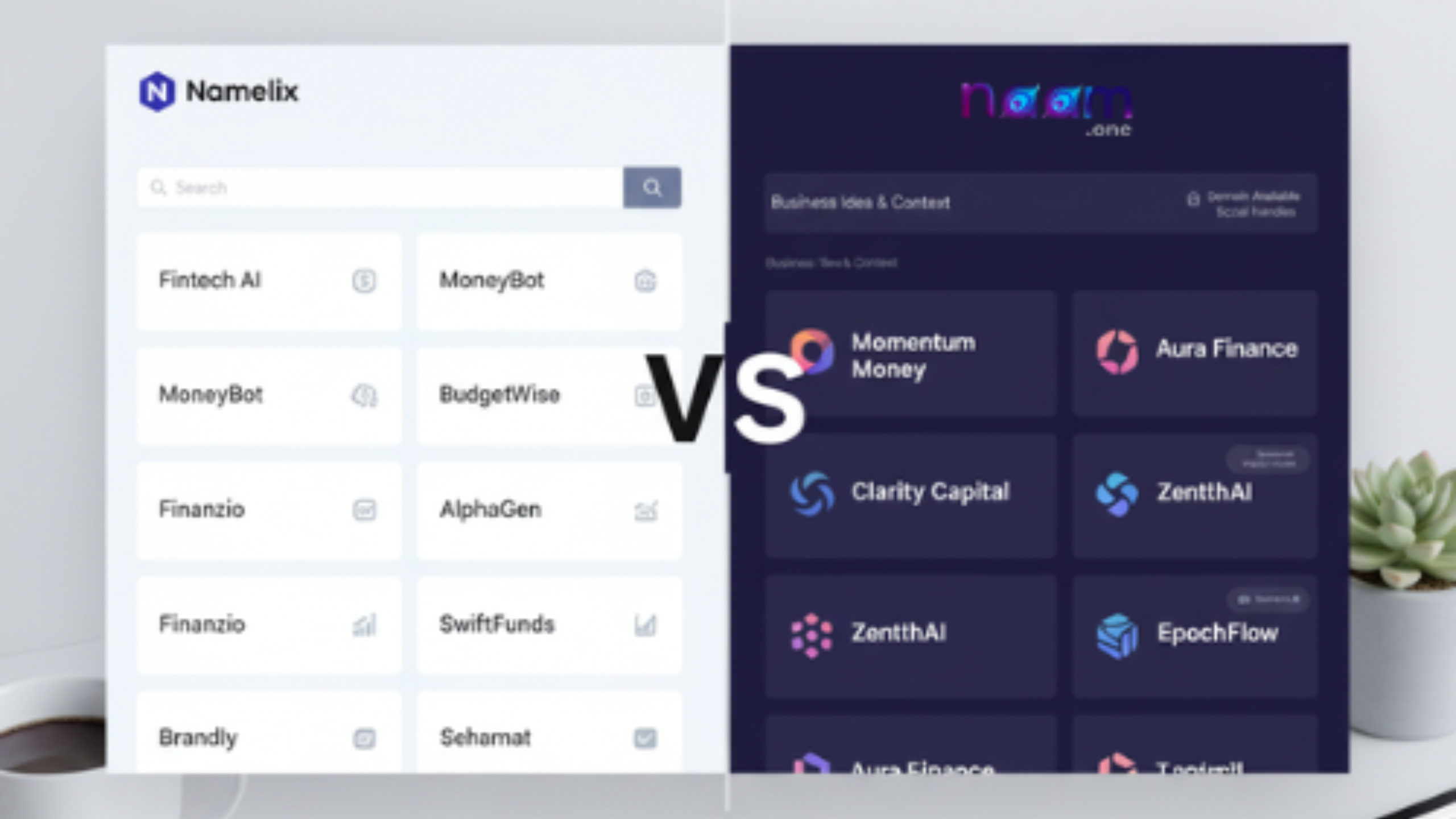 Best AI Business Name Generators Compared: naam.one vs Namelix